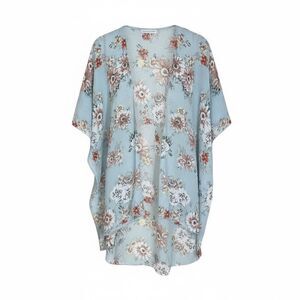Emory Park Floral Open Front Chiffon Kimono Cardigan Cover-up Multicolor 1XL